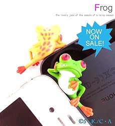 可愛すぎ注意 横柄カエル(S・K./C・A)思わず笑顔がこぼれるイヤホンジャック iphone 5/PLUG APLI/イヤホンプラグ/ヘッドフォンプラグ/スマートフォン/MP3プレーヤー ：グリーン