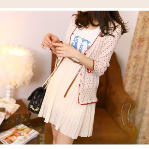 

NEEWER® Women Girls Retro Pleated Skirt Chiffon Waist Mini Short Dress With Belt (White)