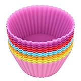 Meily シリコンクッキングカップ マフィンカップ  ケーキ 型 ベーキングカップ 12個組 (ラウンド)