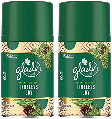 Glade Automatic Spray Refill - Holiday Collection 2016 - Sparkling Spruce - Timeless Joy - Net Wt. 6.2 OZ (175 g) Per Can - Pack of 2