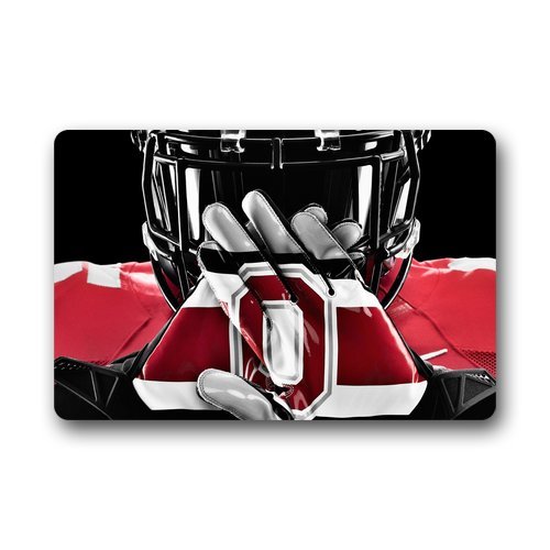 LaHuo Sports Teams Ohio State Buckeyes Doormats Outdoor Indoor Stairs Bath Front Door Small Rug Machine-Washable Neoprene Rubber Doormat 18-Inch By 30-Inch