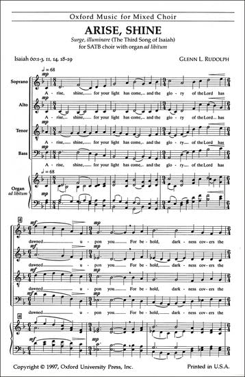 Arise, shine: Vocal score by Glenn L. Rudolph