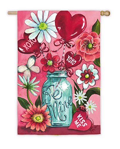 Be Mine Mason Jar Valentine Bouquet House Flag
