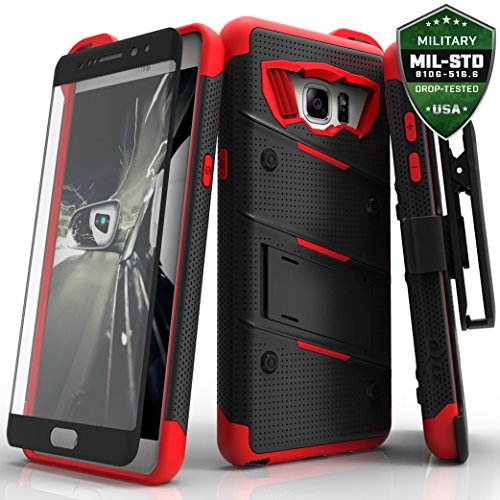 Samsung Galaxy Note 7 Case, Zizo Bolt Cover with [.33m 9H Tempered Glass Screen Protector] Included [Military Grade] Armor Case Kickstand Holster Belt