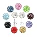 RUES001 8mm 6mm 12mm 10mm Round Crystals Pave Disco Ball Stud Earrings Sterling Silver Back Post