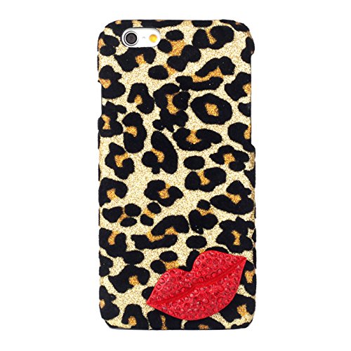 ACC5Star(TM) Bonzer Stylish 3D Bling Glitter Sparkling Gold Leopard Print Hard Back Case Cover Skin for Apple iPhone 6 Plus 5.5 inch + High Quality Random Color Stylus + 10*15 Cm Green Soft Clean Cloth with Logo
