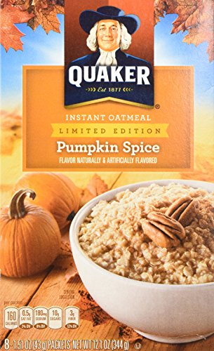 Quaker Pumpkin Spice Instant Oatmeal, 8 Ct (Pack of 4)