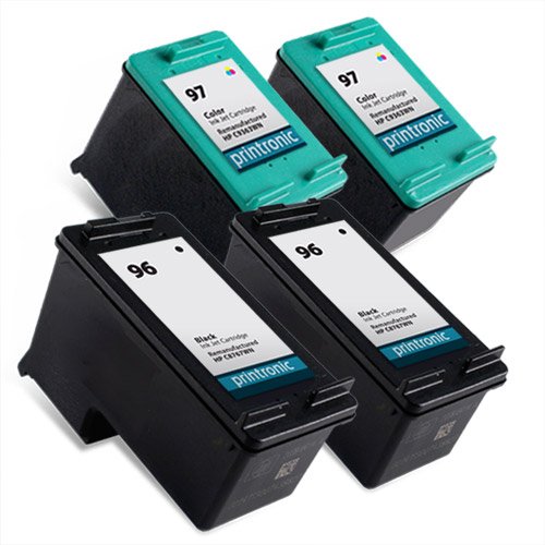 Printronic Remanufactured Ink Cartridge Replacement for HP 96 HP 97 C8767WN C9363WN (2 Black 2 Color) 4 Pack