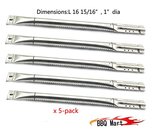 15641(5-pack) Replacement Stainless Steel Pipe Burner for Char Broil, Charmglow, Grand Isle, Jenn Air, Kenmore Sears, Kirkland , K Mart, Member's Mark, Perfect Flame, Nexgrill