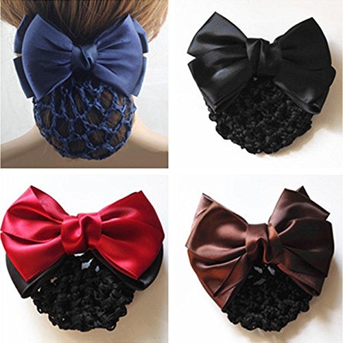 Satin Lady Bow Hair Bun Net Snood Crochet Net Bun Hair Cover Women Hair Accessories