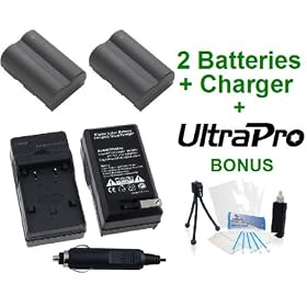 2-Pack Canon BP-511/BP-511a/BP-512 High-Capacity Replacement Batteries with Rapid Travel Charger for Canon EOS 5D, 10D, 20D, 20Da, 30D, 40D, 50D, D30, D40, D60 Digital Cameras - UltraPro BONUS INCLUDED: Camera Cleaning Kit, Camera Screen Protector, Mini Travel Tripod