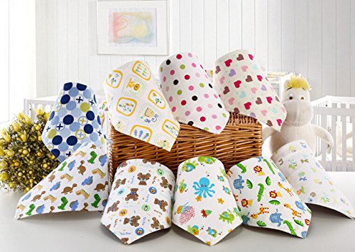 

The Best U Want Three cute cartoon pattern cotton sling baby bibs waterproof breathable skin-friendly cotton bib collar bib pocket meals boys and girls baby bibs common color random