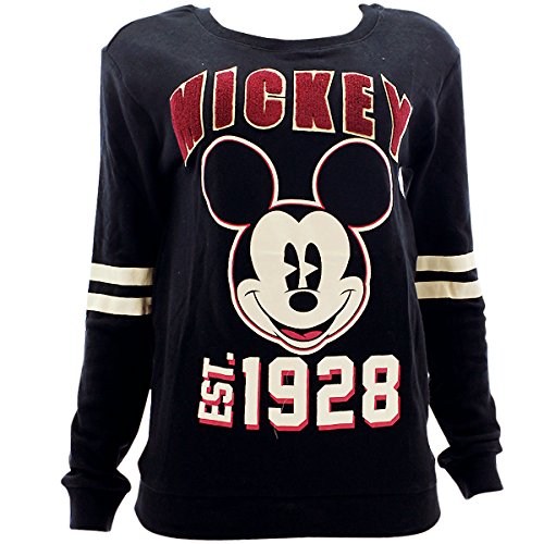Disney - Women's Mickey EST 1928 Fleece Sweatshirts - Black