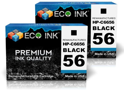ECO INK © Compatible / Remanufactured for HP 56 C6656AN (2 Black) Ink Cartridges for HP Deskjet 450 5145 5150 5151 5160 5168 5500 5550 5551 5552 5650 5652 5655 5850 5940 9600 9650 9670 9680, HP PhotoSmart 2405 2450 7150 7155w 7260 7345 7350 7445 7450 7459 7550 7655 7660 7755 7760 7762 7765 7960, HP Officejet 4105 4110 4115 4211 4212 4215 4219 4251 4252 4255 4256 4259 5505 5508 5510xi 5515 5605 5607 5610xi 5615 6110, HP PSC	1110 1205 1209 1210 1213 1215 1216 1217 1219 1310 1311 1312 1315 1317 1340 1350 1355 2105 2108 2110 2115 2150 2170 2171 2175 2179 2210 2212 2310 2405 2410 2450 2510 2550, HP FAX 1240, hp digital copier 410.