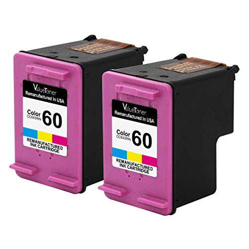 Valuetoner Remanufactured Ink Cartridge Replacement For Hewlett Packard HP 60 CZ072FN CC643WN (2 Tri-Color) 2 Pack