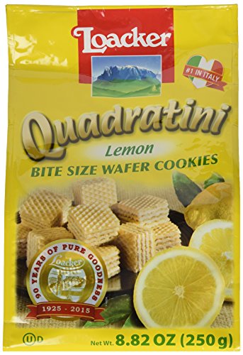 Loacker Quadratini Lemon Creme Wafer Cookie 8.82 oz. 1 Package