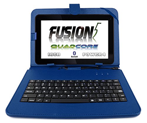 DURAGADGET Premium Quality 10.1-inch Faux Leather Micro USB 2.0 Tablet Keyboard Case in Blue for the FUSION5 XTRA POWER4 Tablet PC