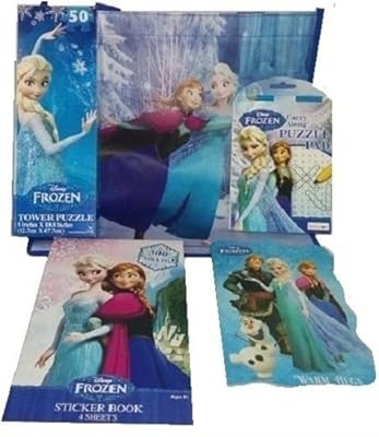 Disney Frozen Princesses Gift Pack, Puzzle, Book, Word Search, Stickers, Tote Bag