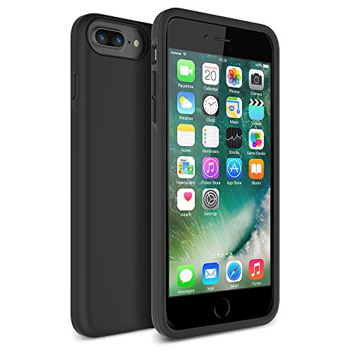 iPhone 7 Plus Case, Maxboost [DuraSLIM Series] Heavy-Duty Dual-Layer Soft Touch Protective Cases Cover [Black] Soft TPU Bumper Hard Solid Polycarbonate Back Cases for Apple iPhone 7 Plus 2016