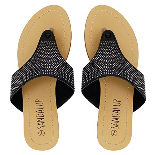 Sandalup Women's Rhinestone Thong Sandals