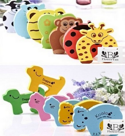 BFlowerYan Door Stop Finger Pinch Guard , Mixed Color [4pc-pack] (4xanimal)