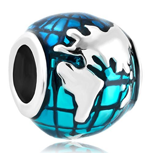 Pugster azul tierra del globo del mundo nuevo ajuste de cuentas encantos de venta barato de la pulsera del encanto...