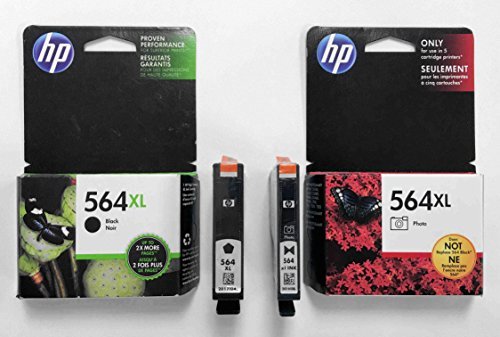 HP 564 XL Black & 564 XL Photo Black Printer Ink Inkjet Cartridges Bonus Photo Paper Combo Pack High Yield