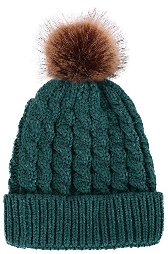 Algopix Similar Product 4 - Winter Hand Knit Beanie Hat with Faux