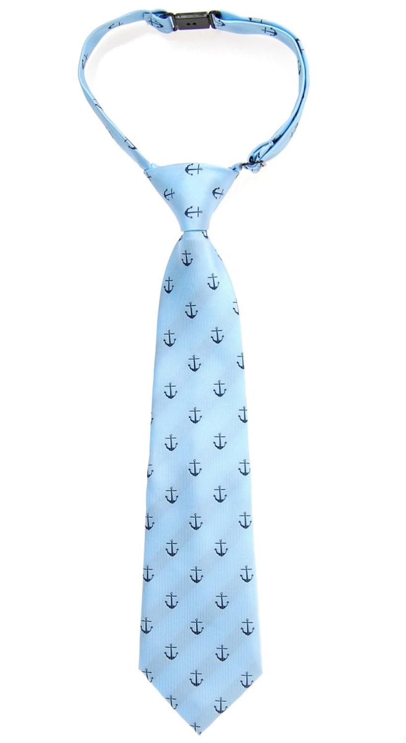 

Retreez Classic Anchor Pattern Woven Microfiber Pre-tied Boy's Tie - Various Colors