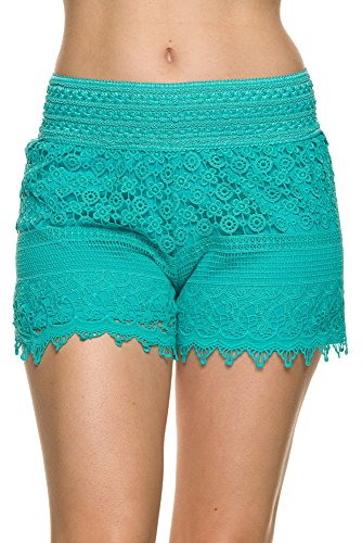 Bellarize Women's Crochet Shorts with Jagged Edge and Inner Lining