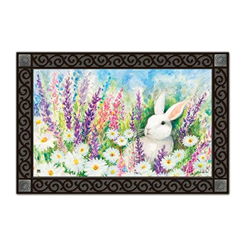 White Bunny Easter Spring Doormat Indoor / Outdoor Bunny MatMates 18