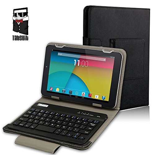 Tabsuit 10.1'' Keyboard Case - Ultra Slim SmartShell Stand Cover with Magnetically Detachable Wireless Bluetooth Keyboard for Dragon Touch 10.1 inch Tablet and more 10.1'' / 9.7'' Tablet