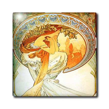

3dRose ct_153772_8 French Art Nouveau Muchas Poetry-Glass Tile, 12-Inch