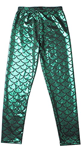 Alaroo Girls Soft Shine Night Club Mermaid Scale Leggings Black 5-11 Years