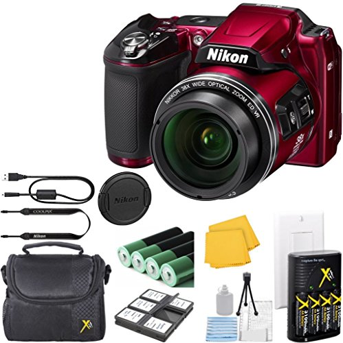 Nikon COOLPIX L840 Digital Camera Bundle with 38x Optical Zoom and Built-In Wi-Fi Red (WHITE BOX PACKAGING, NEW CAMERA) + Camera Case + 6pc Starter Kit + Charger