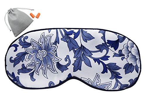 MSSilk Extra Size Breathable Pure Silk Sleep Eye Mask with Brocade Pouch and Earplugs Gift Set