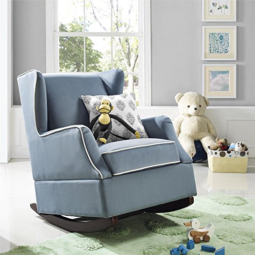 

Dorel Living Baby Relax Hudson Upholstered Wingback Nursery Room Rocker, Baltic Blue
