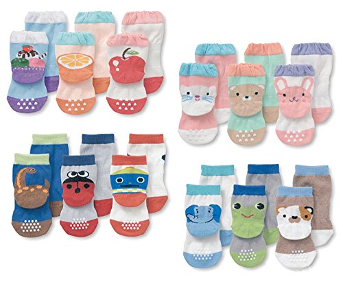 LUXEHOME (YR1603) 12 Pairs Animal Fun Nonskid Cotton Cozy Unisex Socks for Infants and Toddlers(0-5 Years) Spring Style