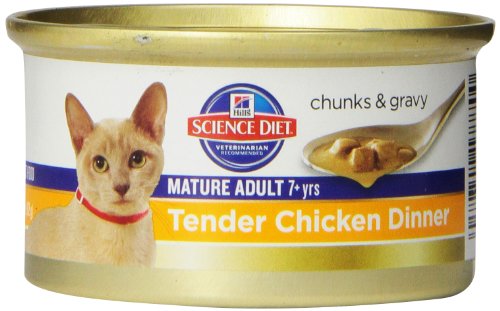 Hill's Science Diet Mature Adult Tender Chicken Dinner Chunks and Gravy Cat Food Can, 2.9-Ounce, 24-Pack