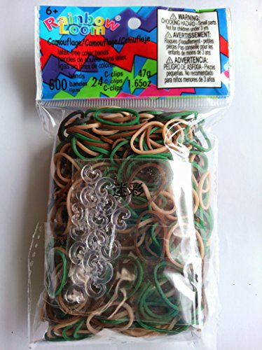 レインボールーム【正規輸入品】輪ゴム(不透明)600本+Cクリップ24個 (ミックス 迷彩)