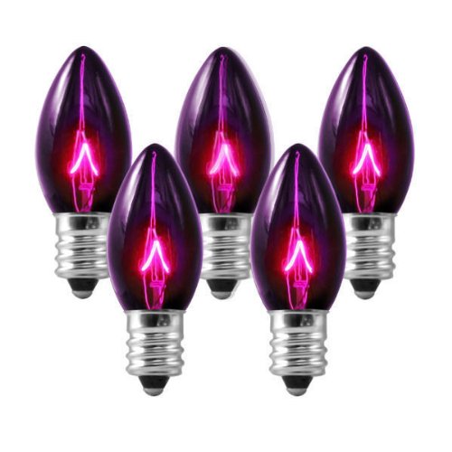 C7 - Transparent Purple - Triple Dipped - 5 Watt - Candelabra Base - Christmas Lights - 25 Pack
