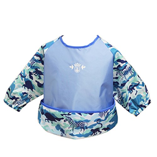 長袖お食事エプロン Sサイズ DORACO(カモフラ x ブルー)