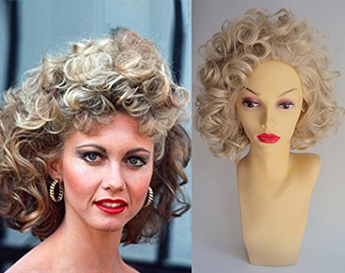 Deluxe Sandy Movie Pink Ladies 1950's Curly Blonde Costume Wig