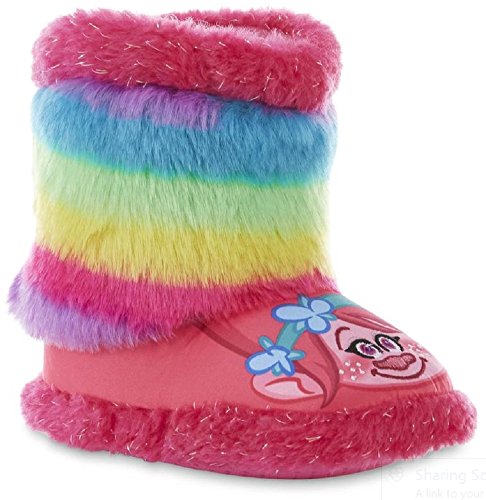 Dreamworks Toddler Girls' Trolls Pink/Rainbow Bootie Slipper
