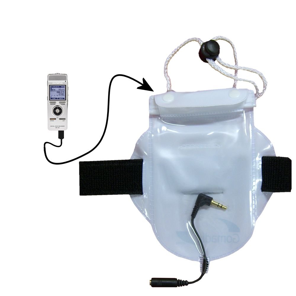 

Water Dust and Sand proof Bag Workout Accessory with heaphone Pass-through for use with the Olympus DM-420