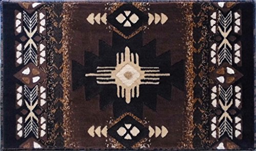South West Native American Door Mat Area Rug Design C318 Chocolate (24 Inch X 40 Inch)