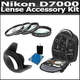 67mm Lens Accessory Kit Compatible With The Nikon D7000 Includes 67mm Lens Hood + 4 piece Close-up Filter Set Includes +1 +2 +4 +10 + Deluxe BackPack Case + 3pc Lens Cleaning Kit