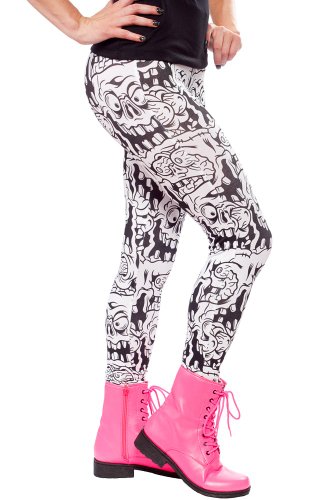 

White & Black Melting Monsters Leggings from Sourpuss Clothing