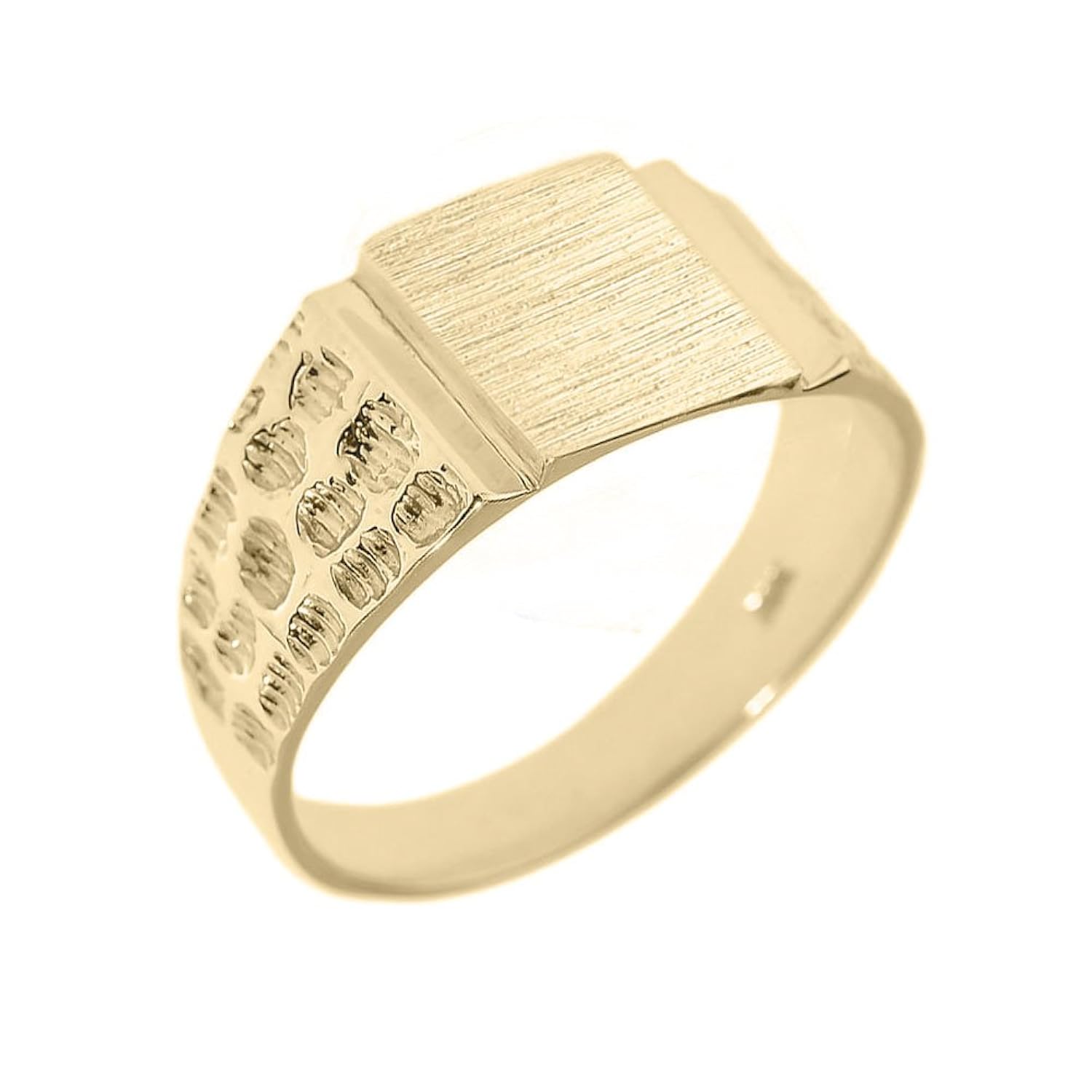 

Men's High Polish 14k Yellow Gold Engravable Square Top Nugget Band Signet Ring
