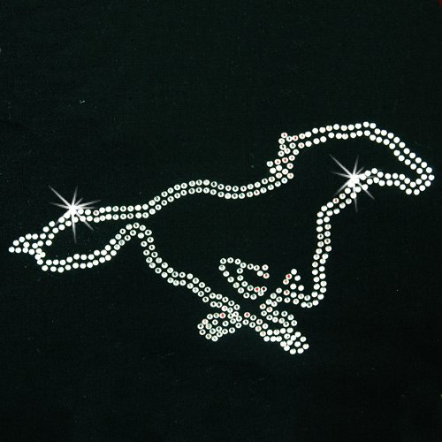 Iron on Hot Fix Rhinestone Motif Design Crystal Mustang